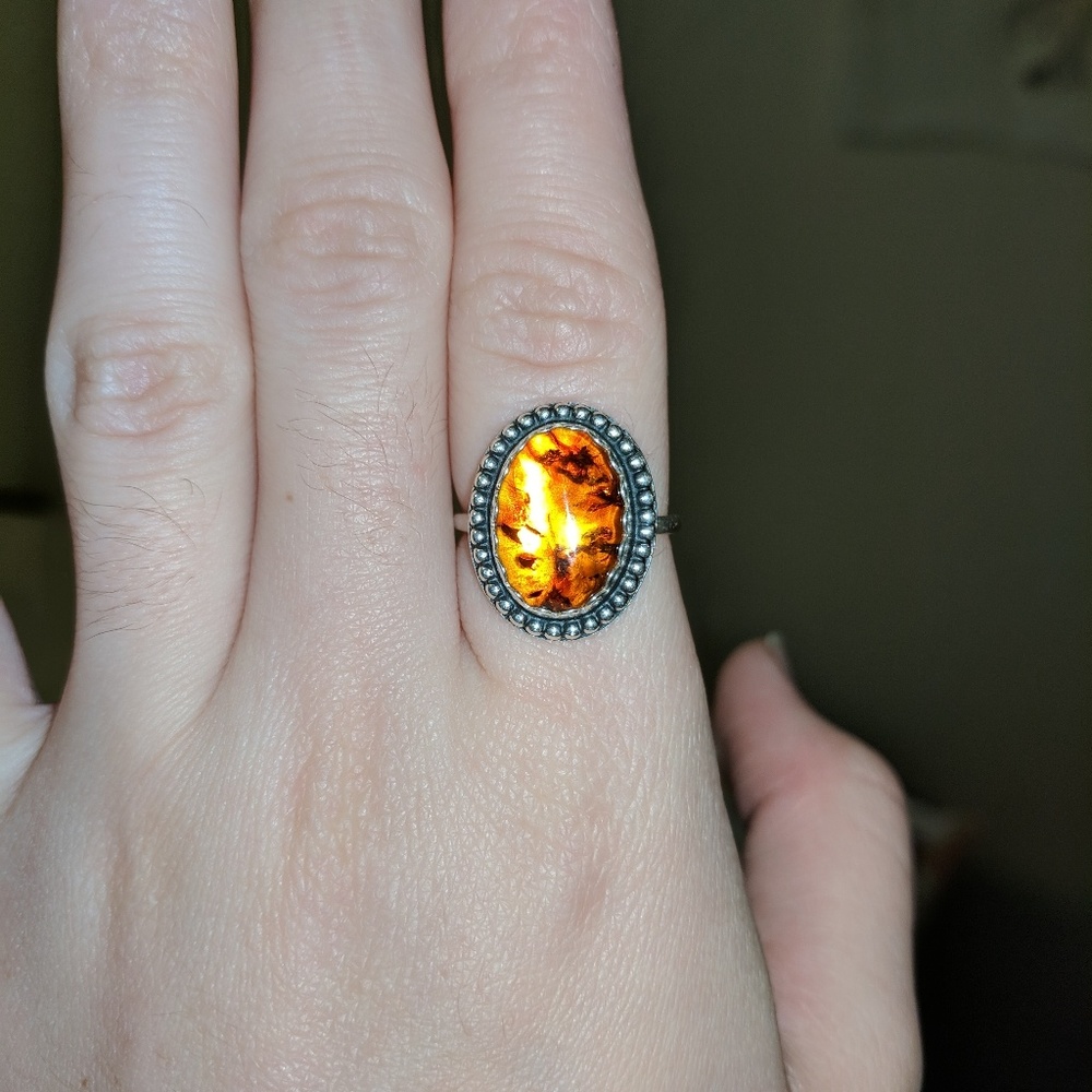 Sterling silver baltic Amber ring